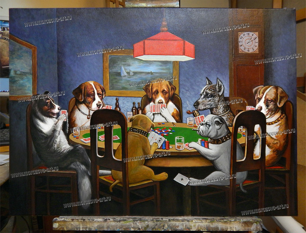 Копия картины Кулиджа Собаки играют в Покер, рисуем на заказ