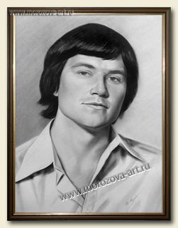 Графический портрет молодого человека в стиле 70-х в технике Сухая кисть